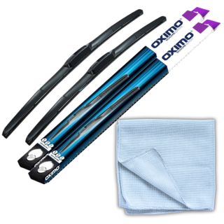 OXIMO ZESTAW 650mm 400mm WYCIERACZKI HAK U 65cm + 40cm HYBRYDA wycieraczki do szyb + mikrofibra GRATIS