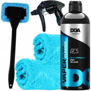 DOA vaper glass cleaner 500ml zestaw z mikrofibrami i czyścik do szyb