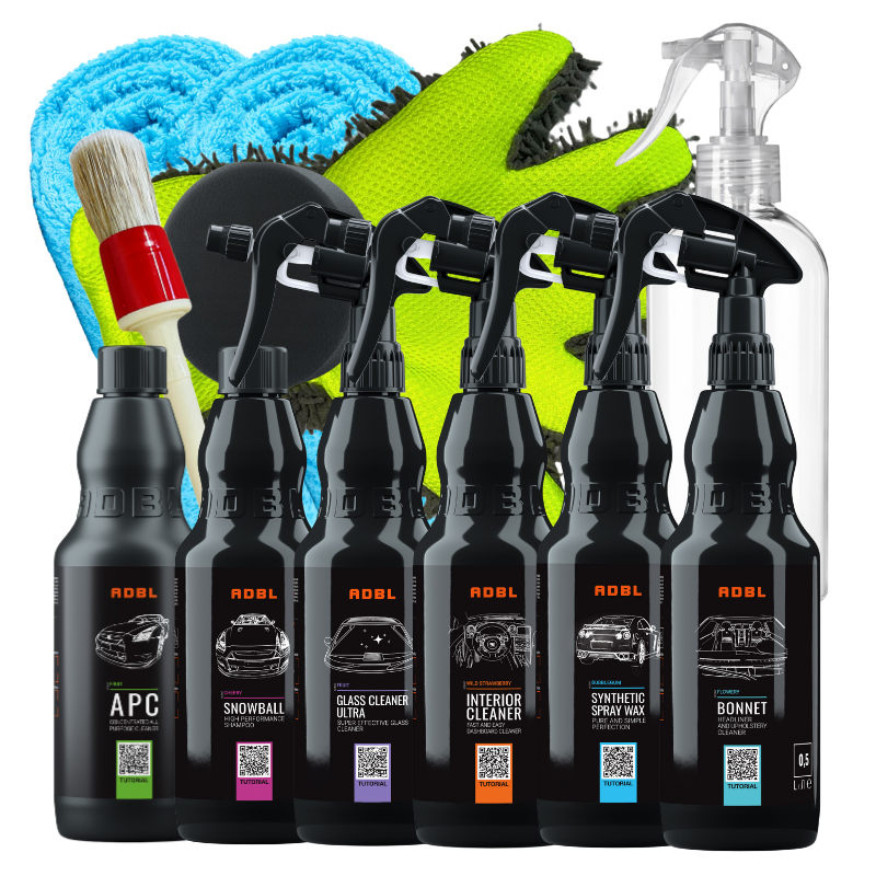 ADBL ZESTAW KOSMETYKÓW do czyszczenia samochodu wnętrza i karoserii RĘKAWICA DO MYCIA