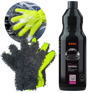 Zestaw do mycia auta - ADBL Snowball 1L szampon do mycia auta + Rękawica limonkowa