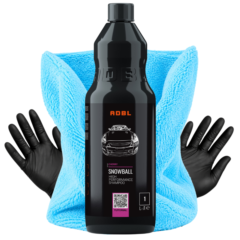 ADBL - Snowball 1L - szampon do mycia samochodu z neutralnym pH + mikrofibra + rękawiczki nitrylowe