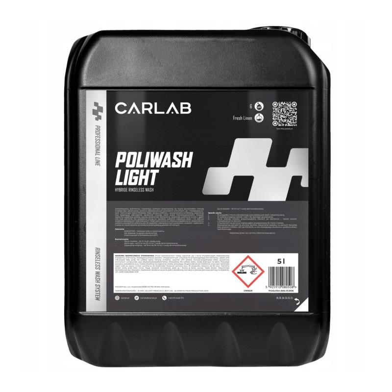 CARLAB PRO Poliwash Light - Skoncentrowany szampon bez spłukiwania 5L