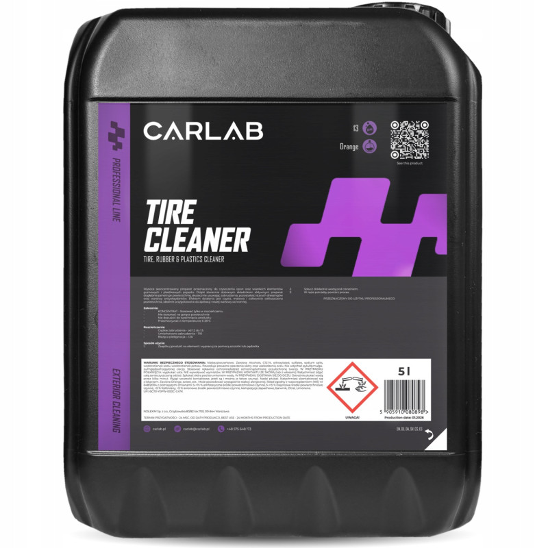 CARLAB PRO Tire Cleaner - Skoncentrowany preparat do czyszczenia opon i plastików zewnętrznych 5L