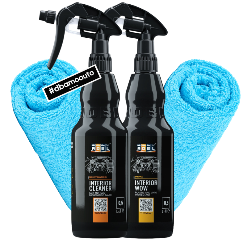ADBL Interior Cleaner 500 ml + Interior Wow 500 ml + 2 mikrofibry – zestaw do czyszczenia i pielęgnacji wnętrza