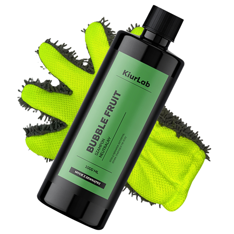 KiurLab Bubble Fruit 1L - bezpieczny szampon do mycia samochodu z neutralnym pH + rękawica z mikrofibry