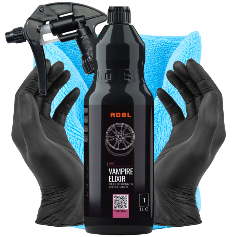 ADBL Vampire Elixir 1L Płyn Do Czyszczenia Mycia Felg Krwawiąca Czerwona - zestaw z mikrofibrą