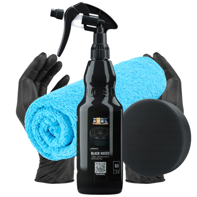 ADBL Black Water 0,5L + aplikator + mikrofibra – zestaw do opon