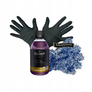 Mycie auta szamponem samochodowym DETURNER 34 + rękawica do mycia 5 palców