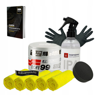 Zestaw do woskowania auta wosk samochodowy perła metalik Soft99 + akcesoria